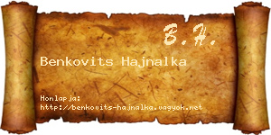 Benkovits Hajnalka névjegykártya